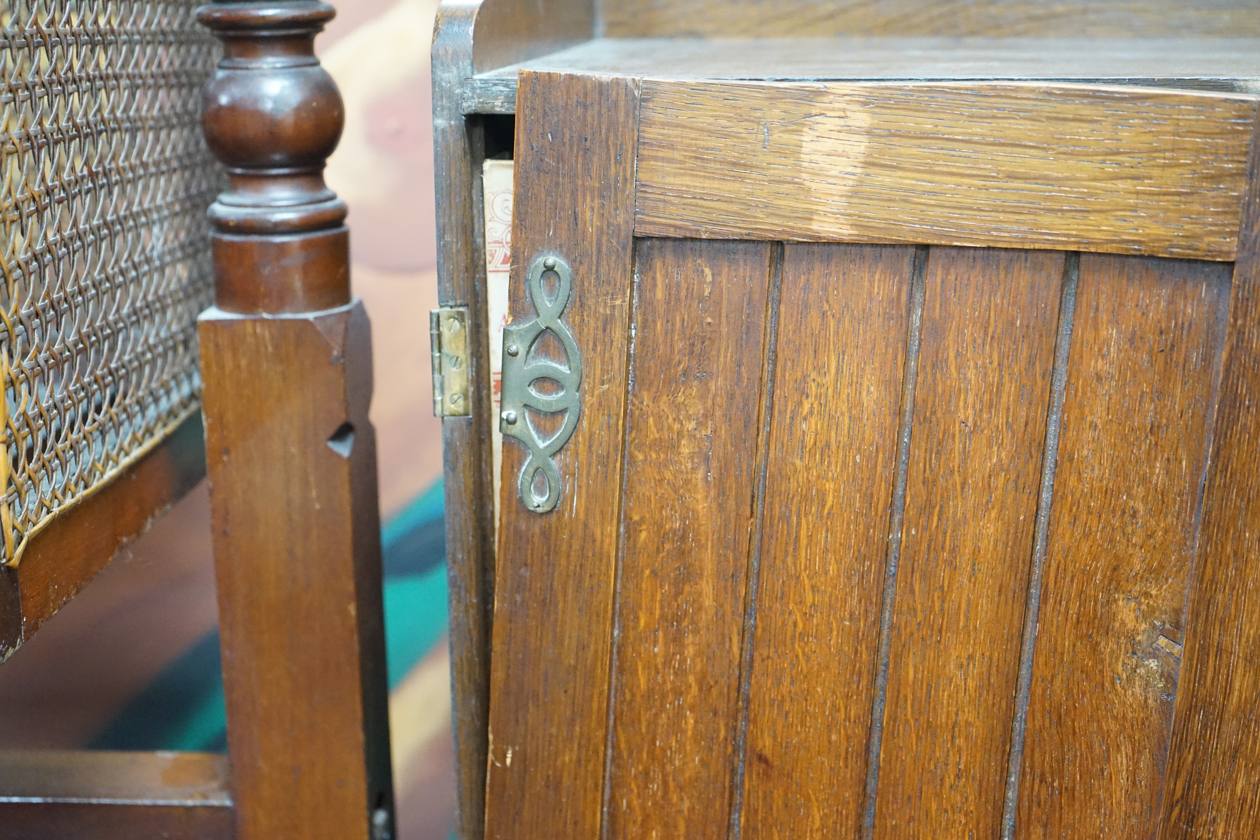 A late Victorian / Edwardian oak stationery cabinet with file interior, width 57cm, depth 29cm, height 72cm